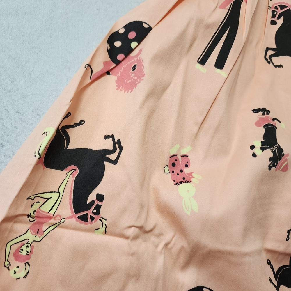 Pinup Couture Circus Dress Flare XS Pink 50s Retro Rockabilly Vanity Novelty - Picture 7 of 13